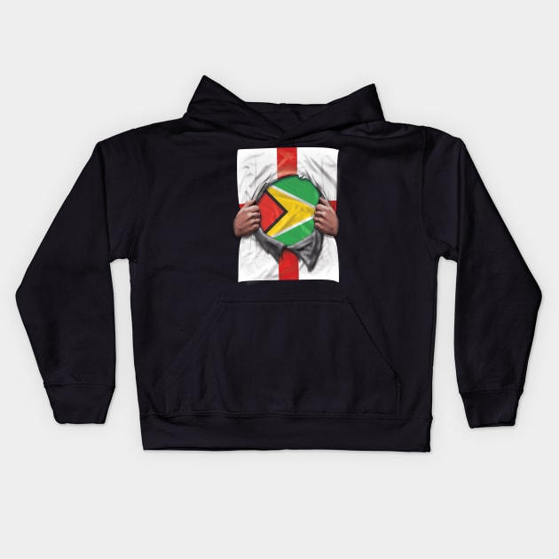 Guyana Flag English Flag Ripped - Gift for Guyanese From Guyana Kids Hoodie by Country Flags